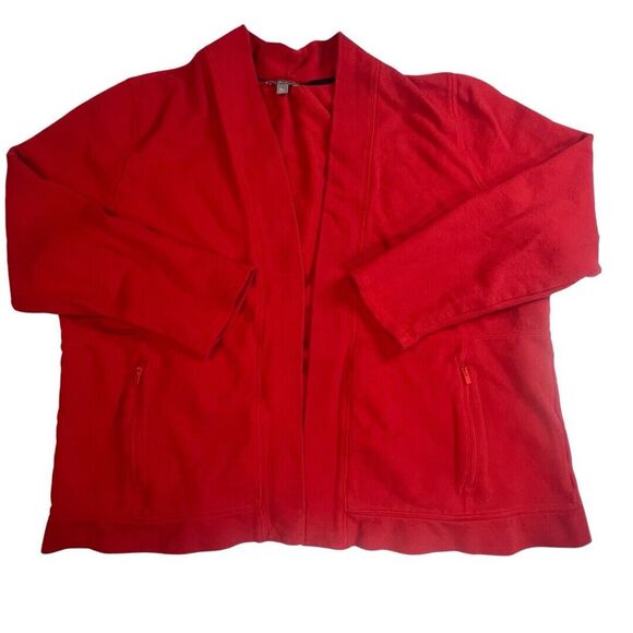 Talbots Cardigan Womens Petite XL Red Open Front Pocket Preppy Valentine Sweater - Picture 1 of 11
